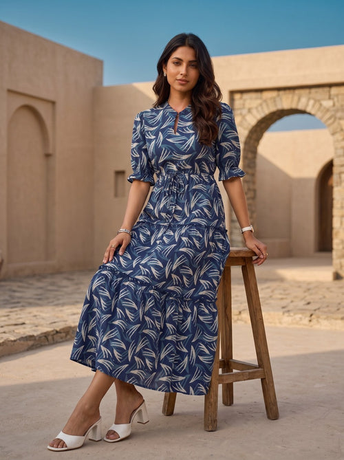 Indigo Tapestry | Midi Dress