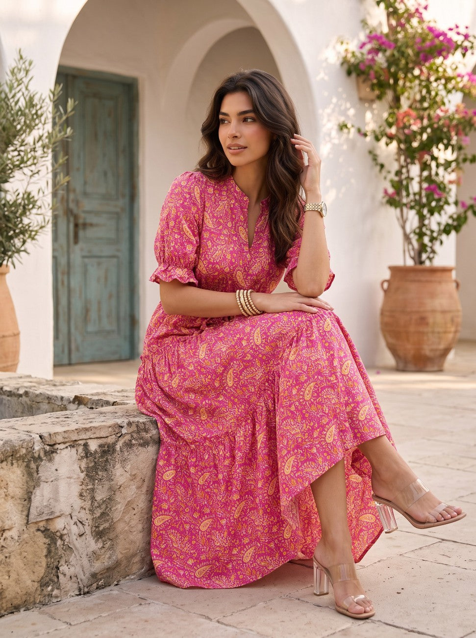 Scarlet Bloom | Midi Dress
