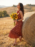 Rustic Ember – Pure Cotton Ikat Printed Midi Dress
