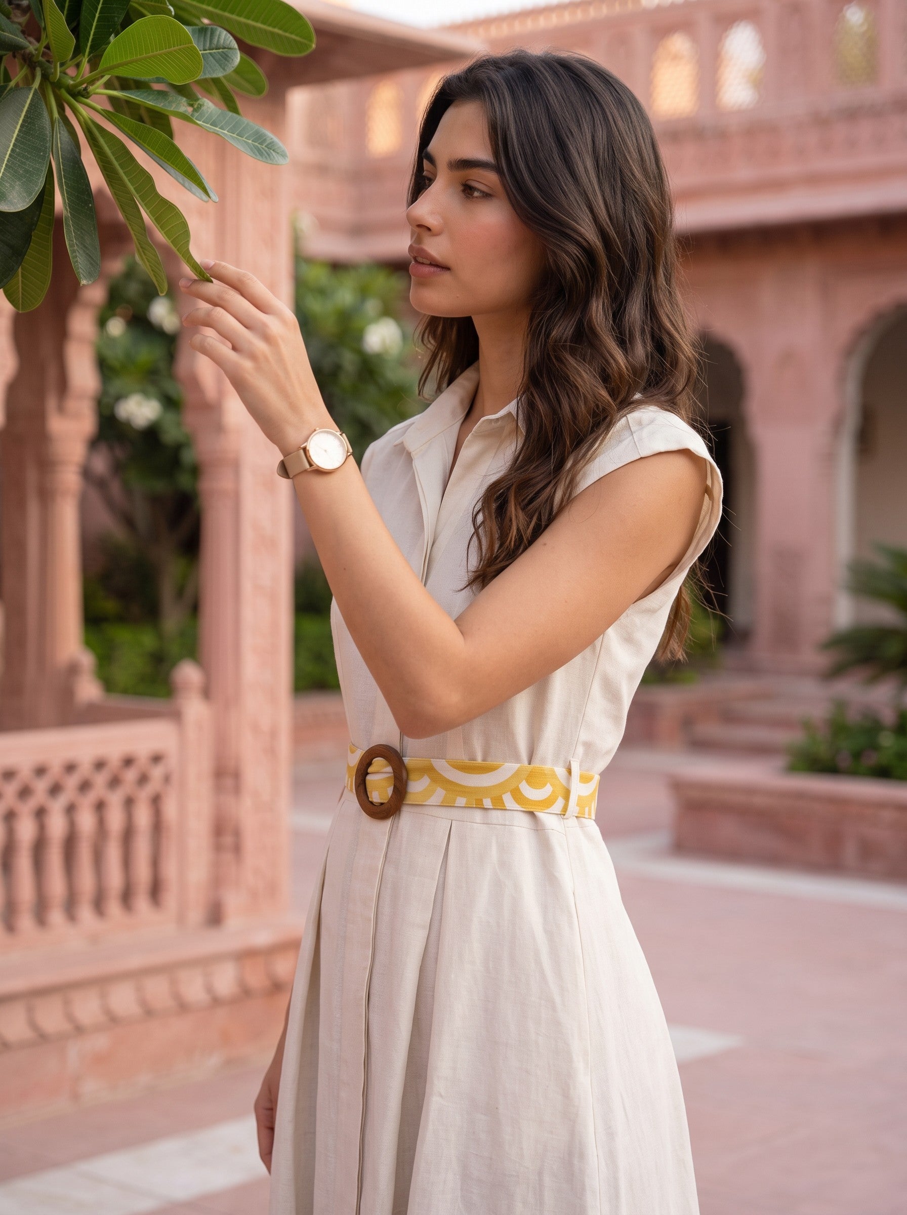 Golden Aura – Pure Cotton Printed Midi Dress