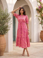 Scarlet Bloom | Midi Dress