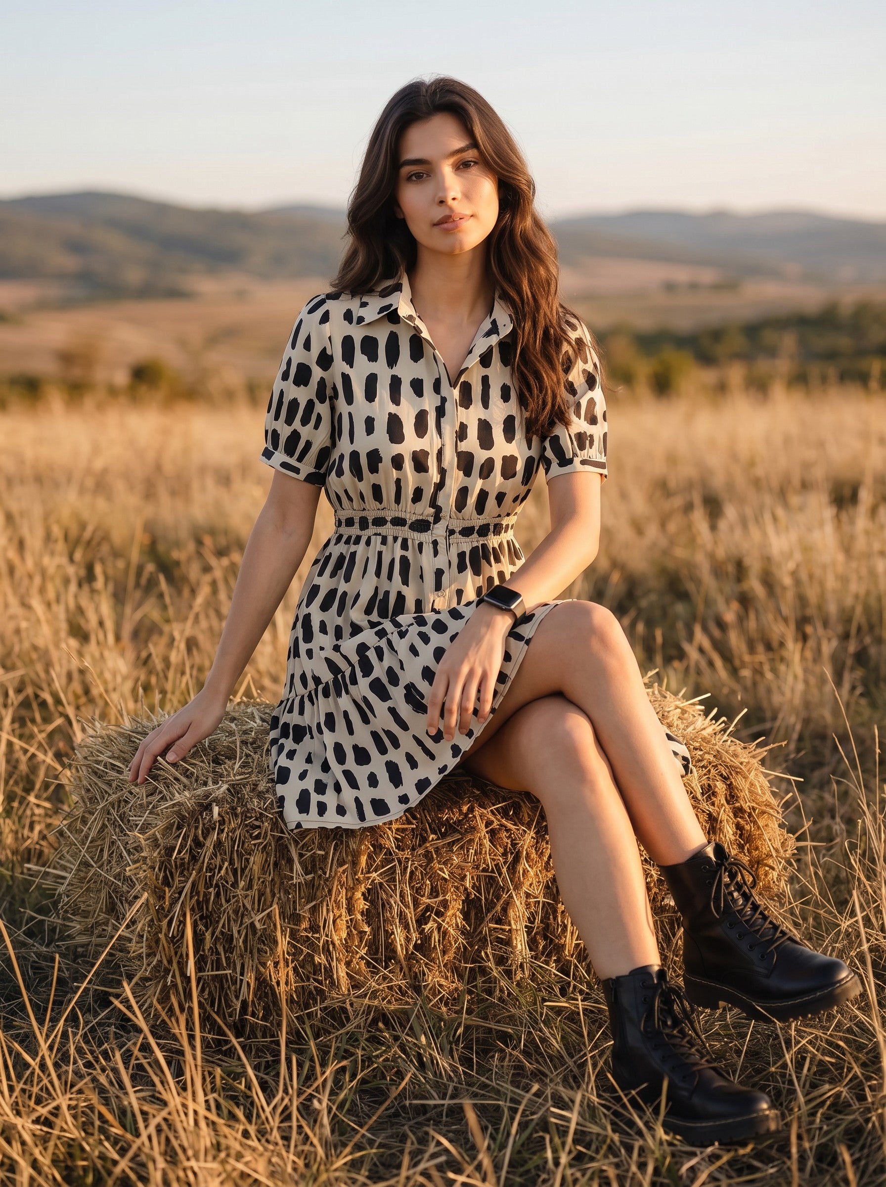 Pure Cotton Abstract Printed Shirt Mini Dress