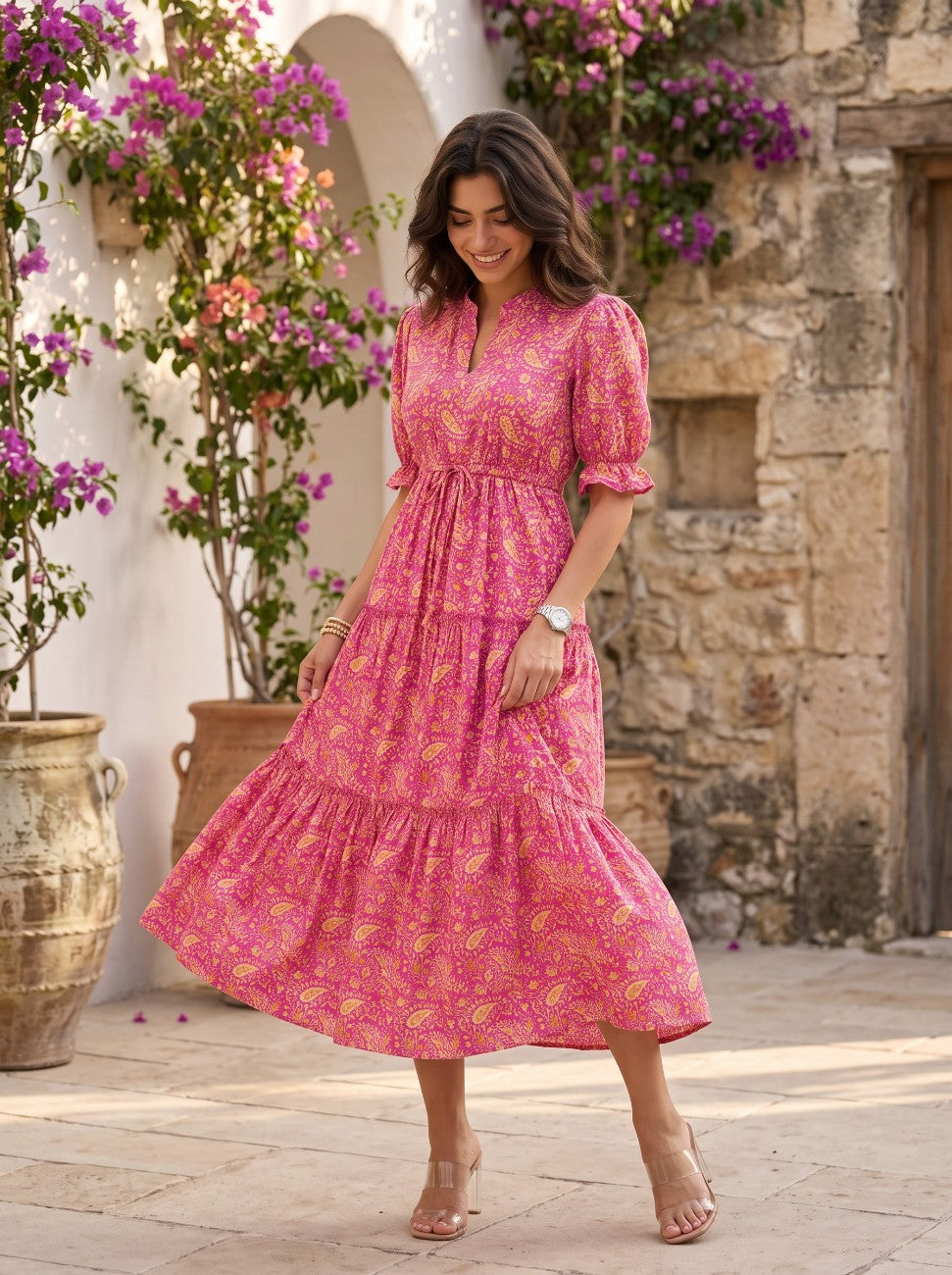 Scarlet Bloom | Midi Dress