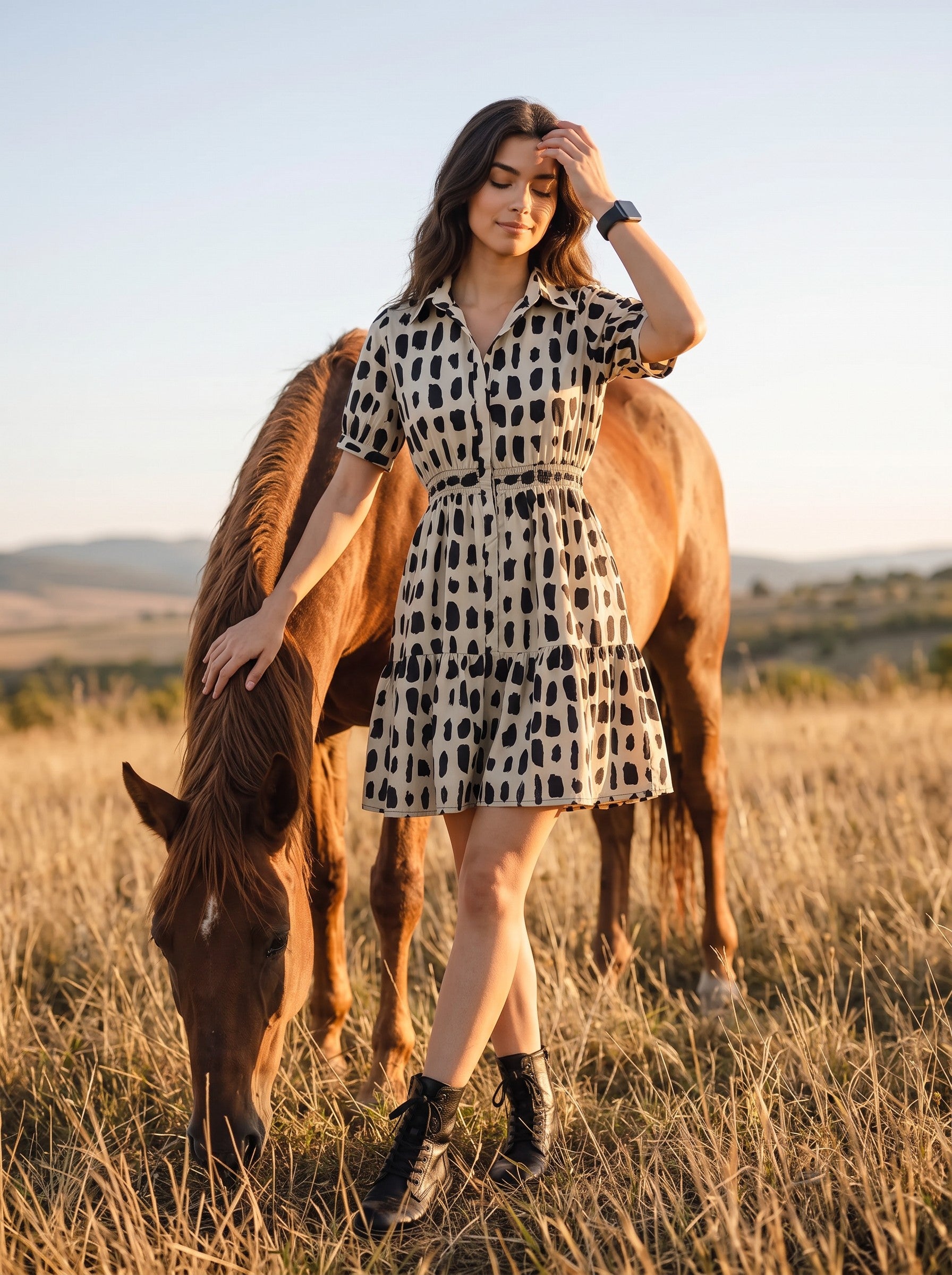 Pure Cotton Abstract Printed Shirt Mini Dress