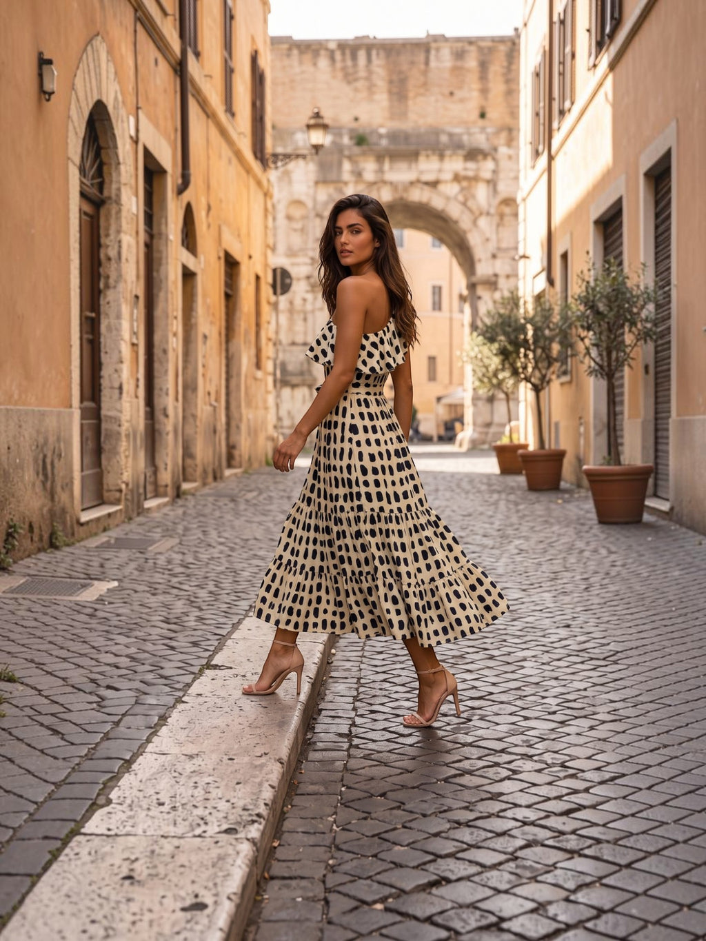Onyx Cascade One-Shoulder | Maxi Dress