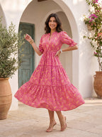 Scarlet Bloom | Midi Dress