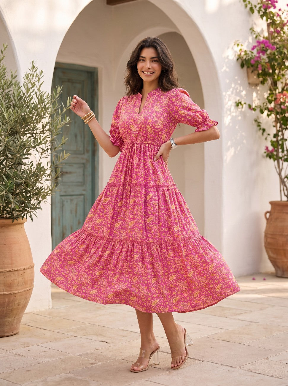 Scarlet Bloom | Midi Dress