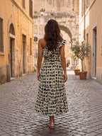 Women's Premium Pure Cotton One Shoulder Polka Dot Maxi Dress