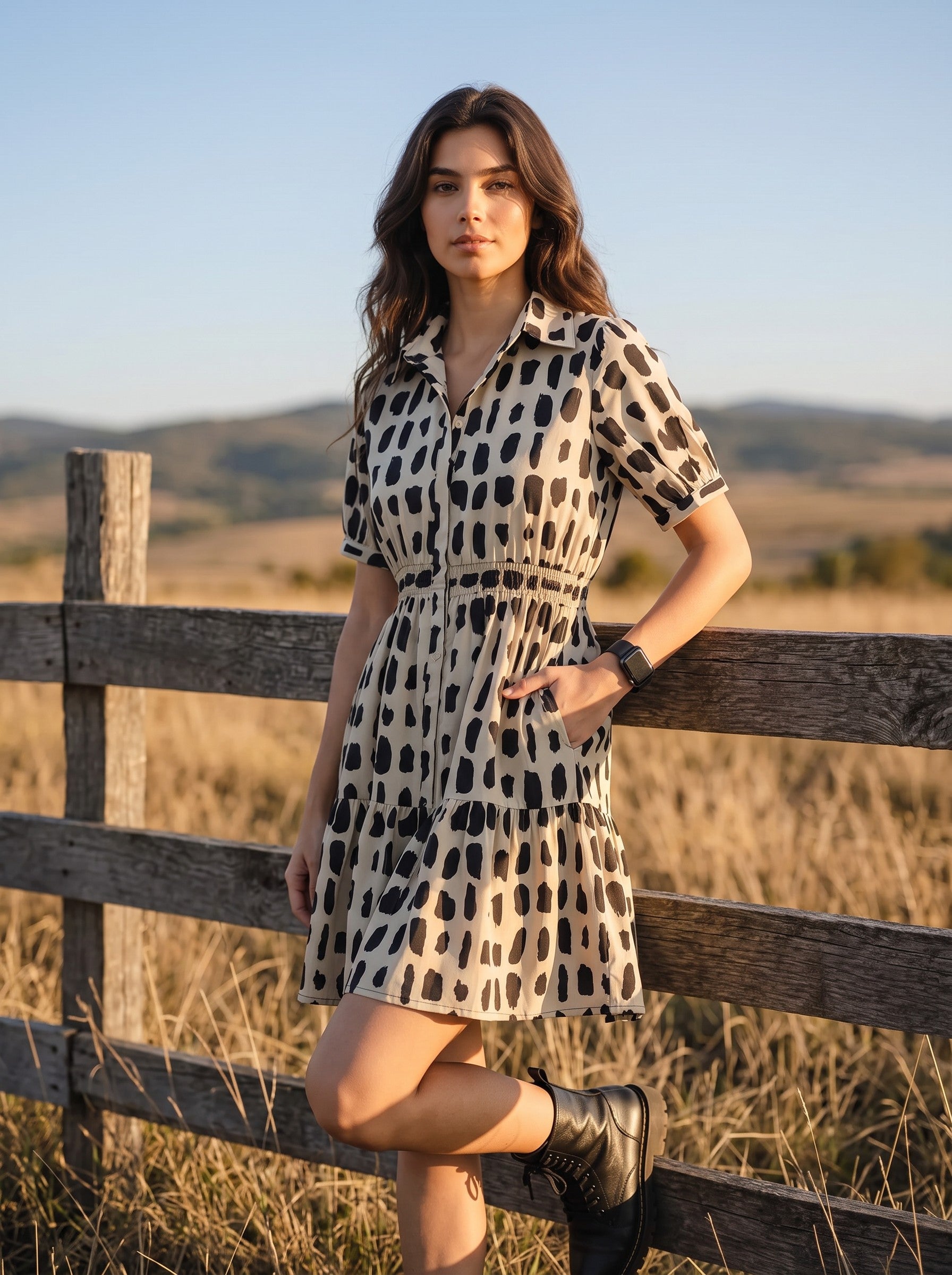 Pure Cotton Abstract Printed Shirt Mini Dress